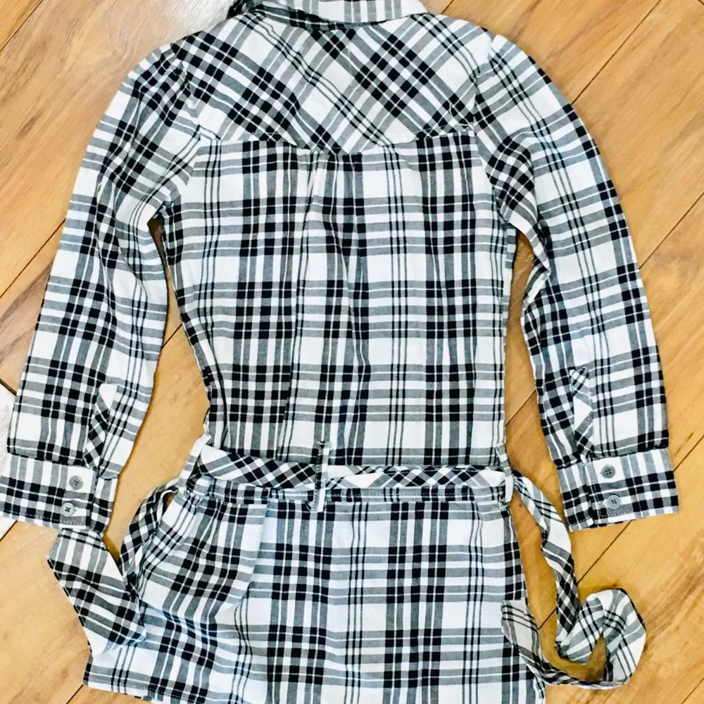 Girl plaid tuxedo style shirt dress 5 new school shirt dress - Picture 2 of 2